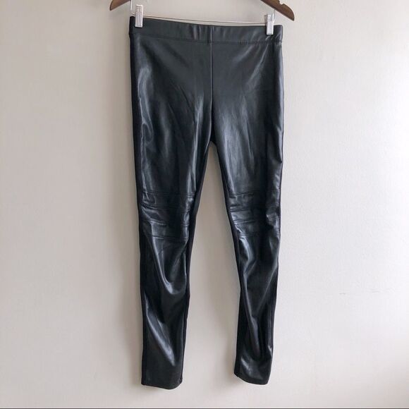 Dynamite Moto Faux Leather High Waist Spandex Full Length Leggings Pants Black - Picture 1 of 11